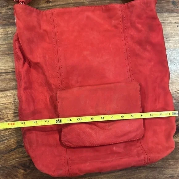 Laura Di Maggio Red Suede Slouchy Crossbody Bag